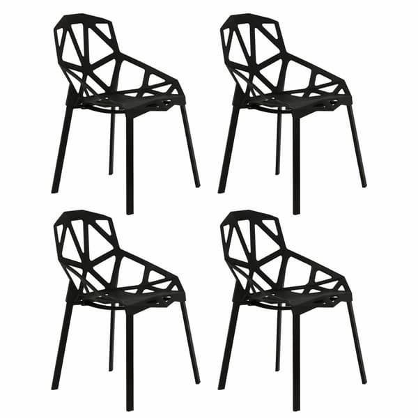 Sett med 4 moderne designstoler svart