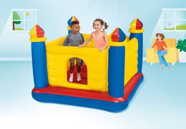 Uppblåsbar studsmatta Slott för barn 174 x 174 x 135 cm 48259 INTEX