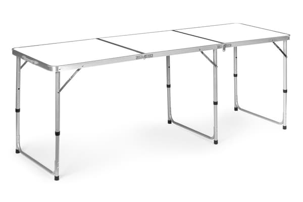 Turistbord, foldbart campingbord, hvid plade, 180 x 60 cm