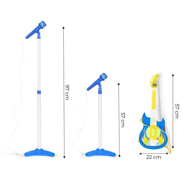 Elektrisk gitarmikrofonstativ sett for barn mp3 - blå