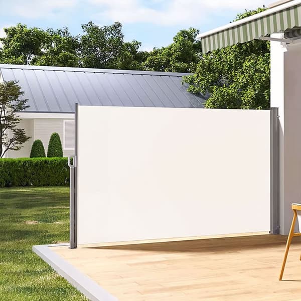 Fällbar sidomarkis, rullgardin, skärm för trädgården, terrass, beige