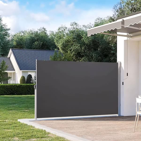 Sammenleggbar sidemarkise, rullegardin, skjerm for hagen, terrasse, antrasitt