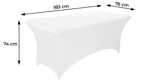 Universalduktrekk til serveringsbord 180 cm 6FT hvit strikk