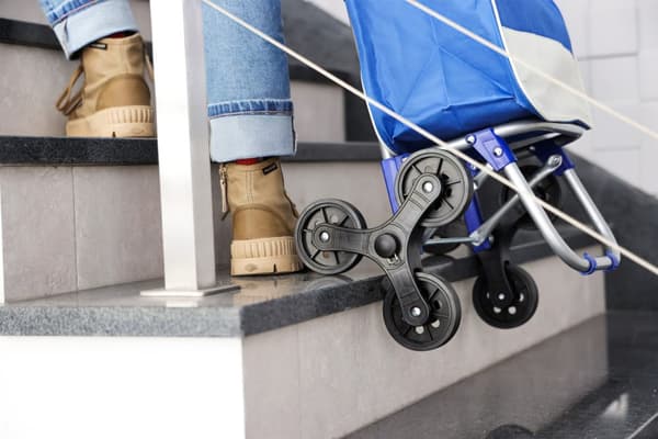 Indkøbskurv, 25l taske, 6 hjul, metalramme, blå ModernHome