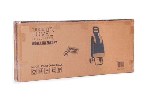 Indkøbsvogn, 25l taske, på hjul, metalramme, gummihjul, sort ModernHome