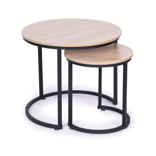 Sæt med 2 sofaborde, rundt Loft design