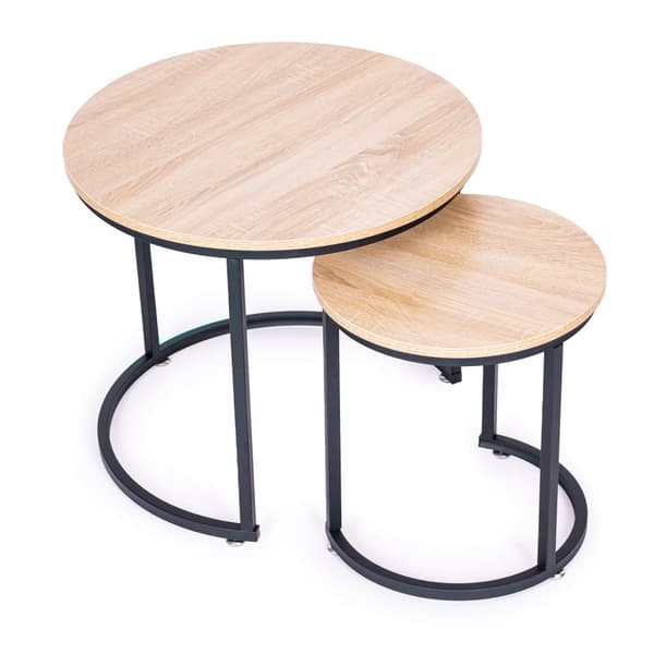 Sæt med 2 sofaborde, rundt Loft design