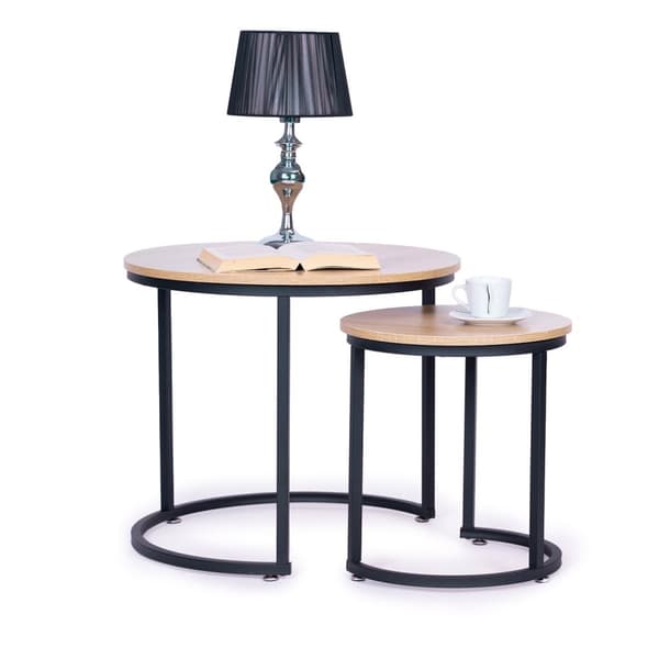 Sæt med 2 sofaborde, rundt Loft design