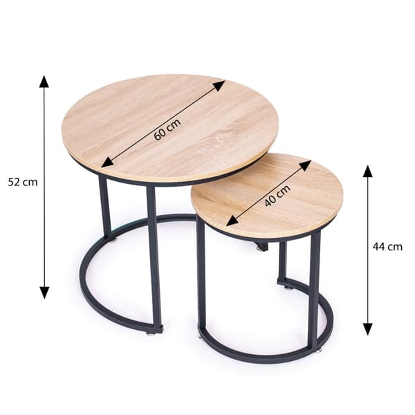 Sæt med 2 sofaborde, rundt Loft design