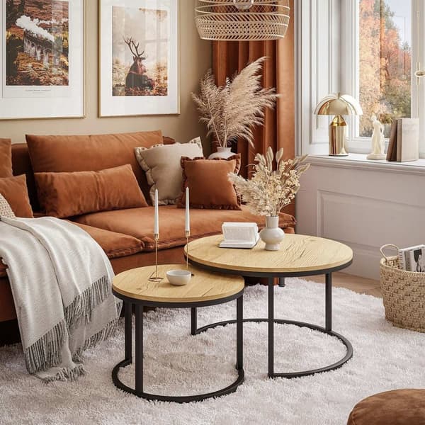Sæt med 2 sofaborde, rundt Loft design
