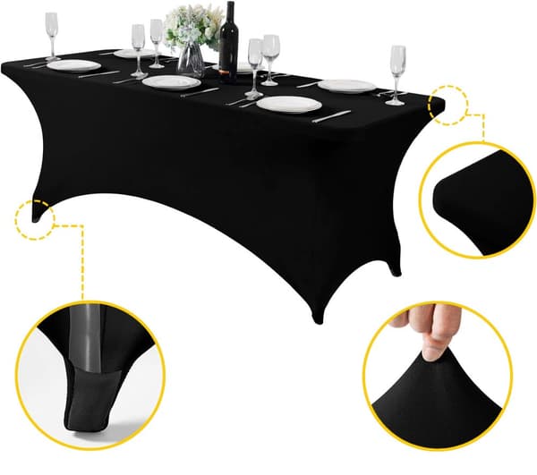 Universalduktrekk til serveringsbord 180 cm 6FT svart strikk