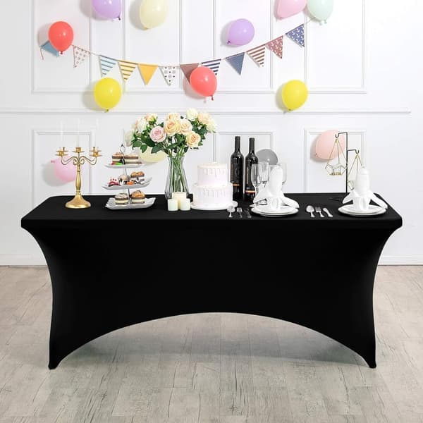 Universalduktrekk til serveringsbord 180 cm 6FT svart strikk