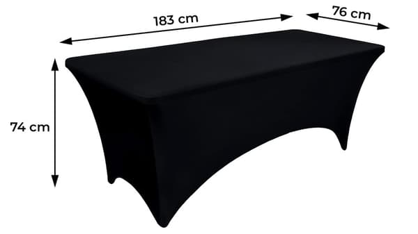 Universalduktrekk til serveringsbord 180 cm 6FT svart strikk