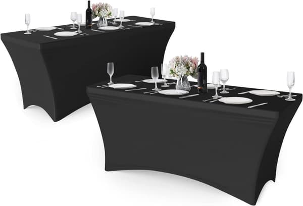 Universalduktrekk til serveringsbord 180 cm 6FT svart strikk