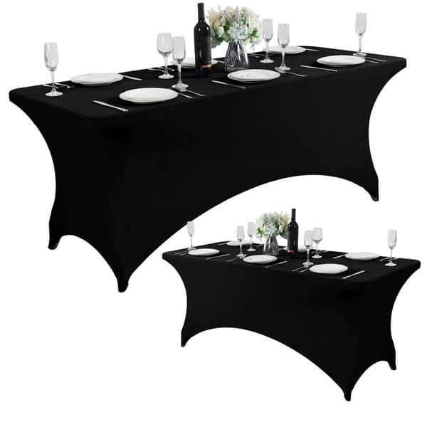 Universalduktrekk til serveringsbord 180 cm 6FT svart strikk