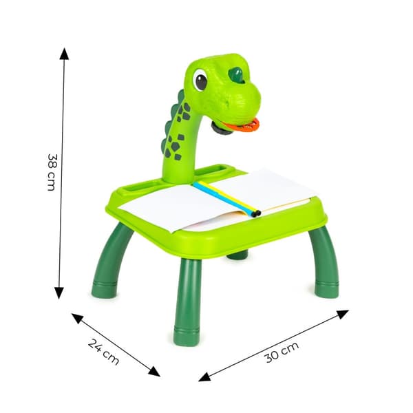 Dinosaur tegnebræt projektor, 12 tuscher, 24 mønstre