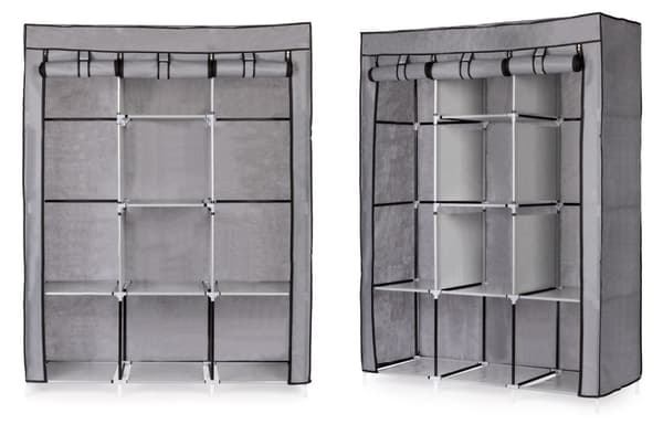 Tekstilgarderobe - en stor stofgarderobe med hylder til tøj og sko