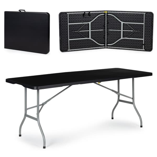 Sammenleggbart hagebankett serveringsbord 180cm - svart