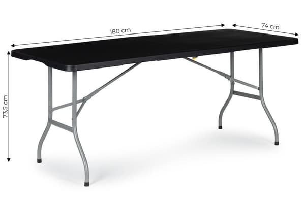 Sammenleggbart hagebankett serveringsbord 180cm - svart