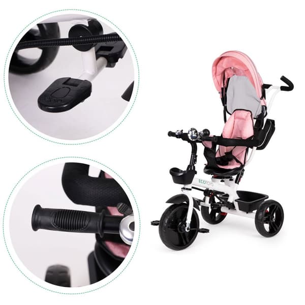 Tricycle barnevogn 360* dreibart sete Rosa