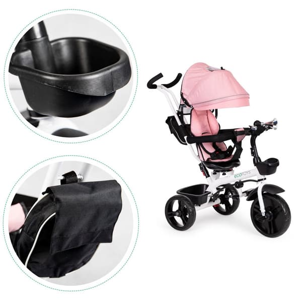 Tricycle barnevogn 360* dreibart sete Rosa