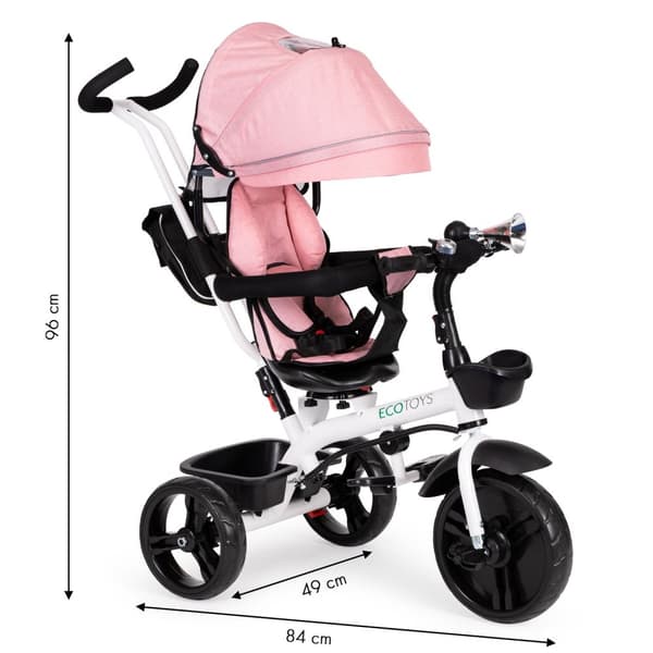 Tricycle barnevogn 360* dreibart sete Rosa