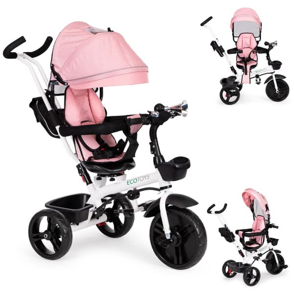 Tricycle barnevogn 360* dreibart sete Rosa