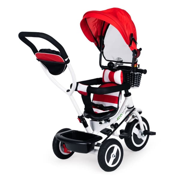 Tricycle roterende kalesje røde slitesterke gummihjul