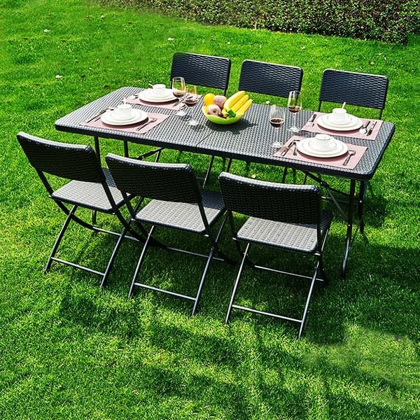 Havebanket catering bord folde 180cm rattan