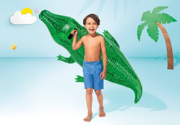 Uppblåsbar alligatormadrass för simning 168cm