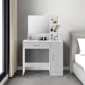 Miniatyrbillede 4 af 6: Moderne hvidt kosmetisk toiletbord med spejl