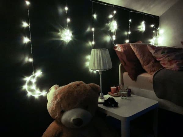 Månelys, stjerner, julelys, gardin, 96LED