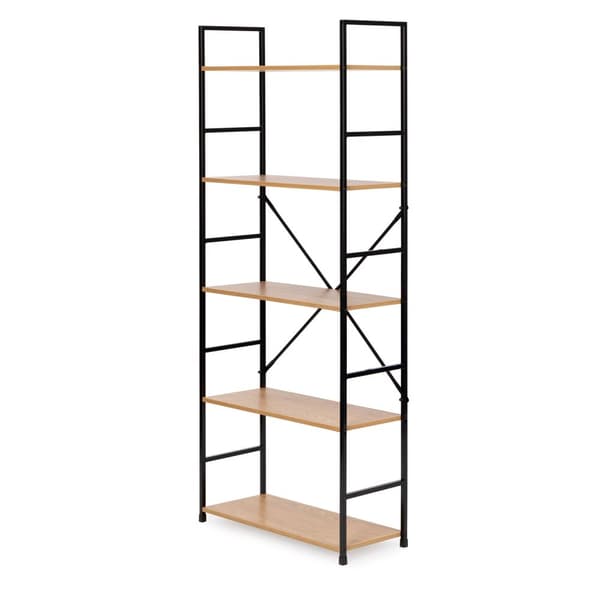 Moderne bred bokhylle i tre LOFT 5 hyller