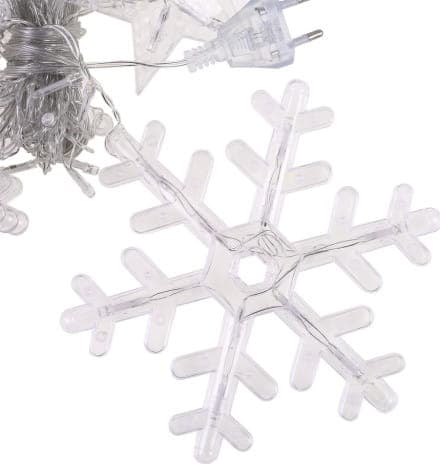 Lys snefnug stjerner Julelys gardin 138LED