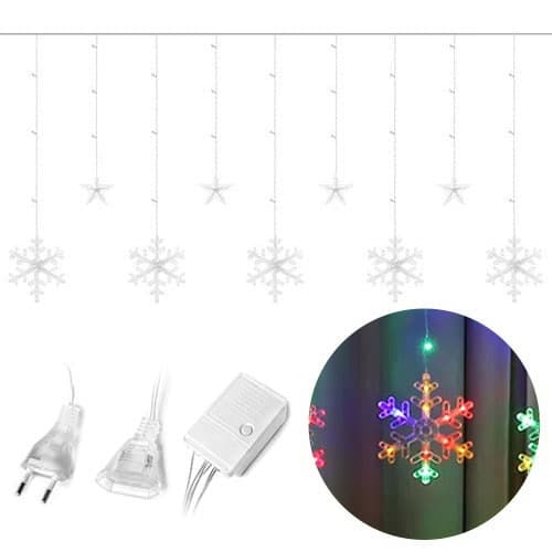 Lys snefnug stjerner Julelys gardin 138LED