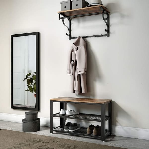 LOFT skoskap i tre med hylle og sete