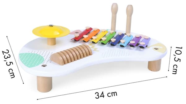 Bord med instrumenter, musikbord, bækkener +18m ECOTOYS