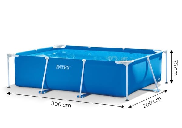 Trädgårdspool med rektangulär ram 3x2m Intex