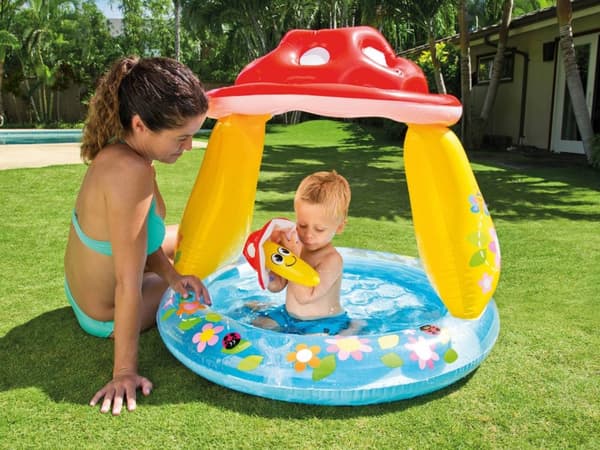 Oppblåsbart plaskebasseng for barn, paddehattetak, Intex 57114