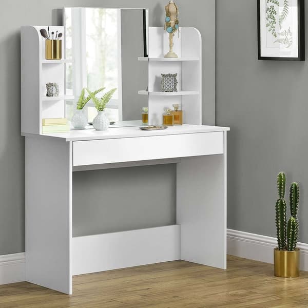 Modernt sminkbord stora spegelhyllor ModernHome