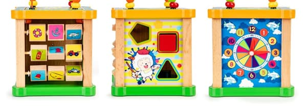 Tre sorter pedagogisk kube + bord mula Ecotoys