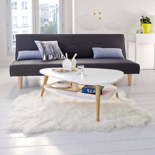 Moderne sofabord, hylde, træben, ModernHome hvid