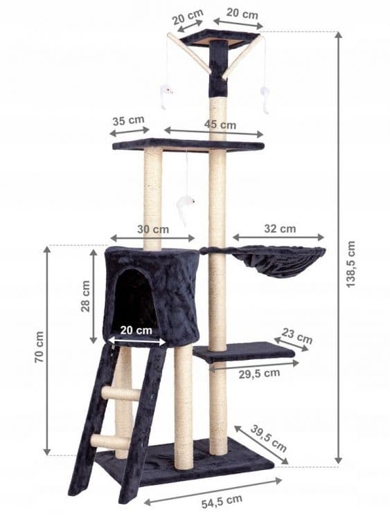 Kattetre skrapestolpe 138cm XL Grå