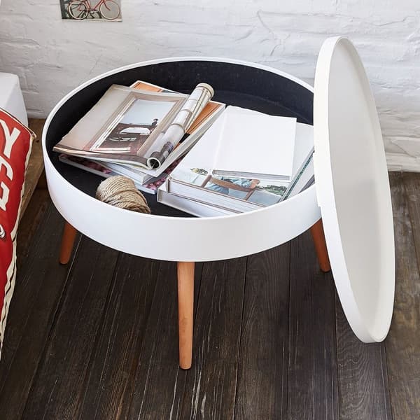 Rundt sofabord med opbevaring, 60 cm