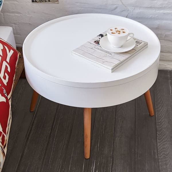 Rundt sofabord med opbevaring, 60 cm