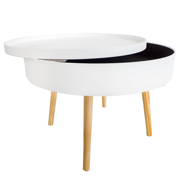 Rundt sofabord med opbevaring, 60 cm
