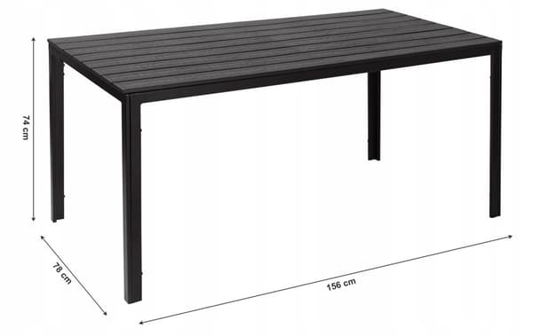Catering havebord 156 x 78 cm Sort