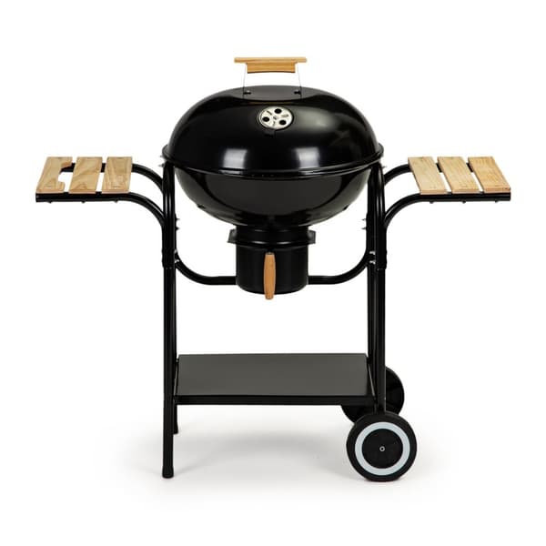 Trädgårdsgrill med träkol med lock och hyllor, galler och askfat