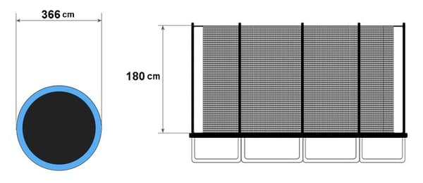 Innvendig trampolinenett 366cm 12ft/8