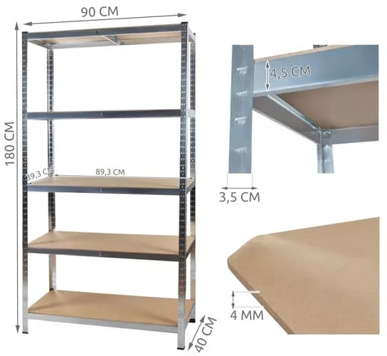 Lagerhylde 180x90x40 Malatec 23768